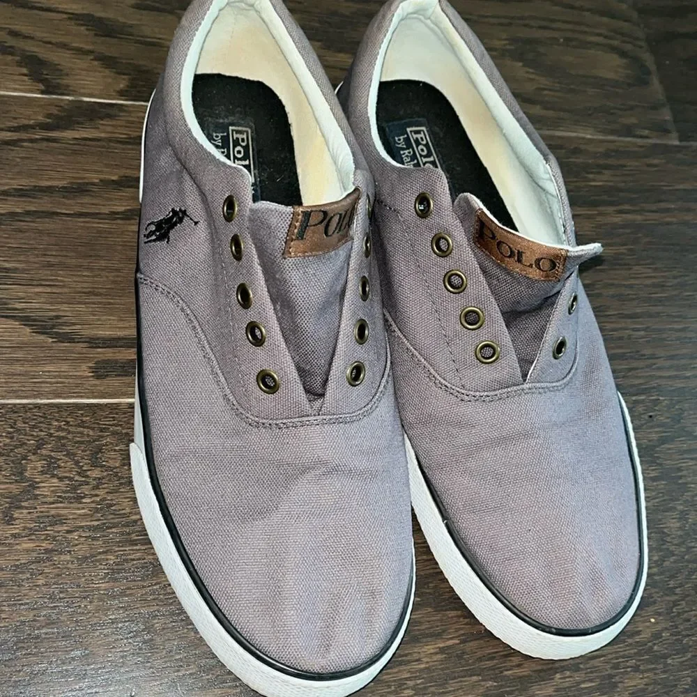 Vintage Gray Forestmont Pony Ralph Lauren POLO Men’s 11 D Canvas Shoes no laces
